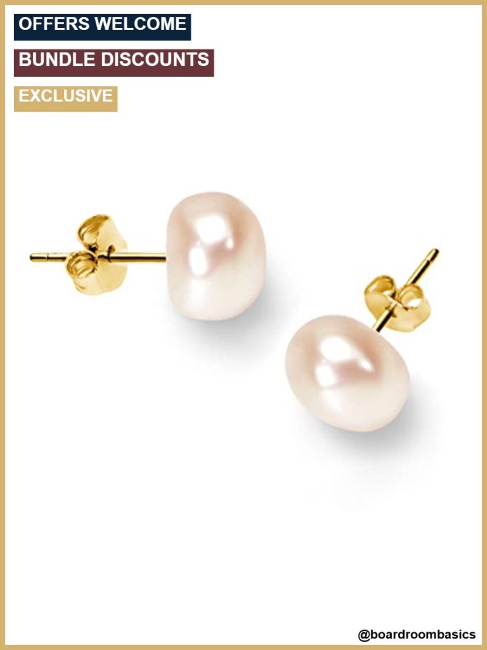 Sterling Silver Freshwater Pearl Stud Earrings Gold Plated